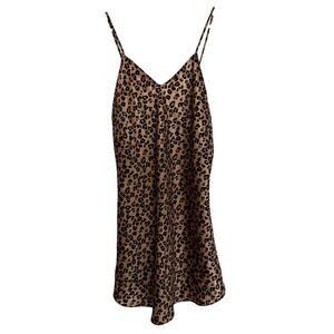 Satin Silky Leopard Slip Dress with V back Women's Size Medium Large